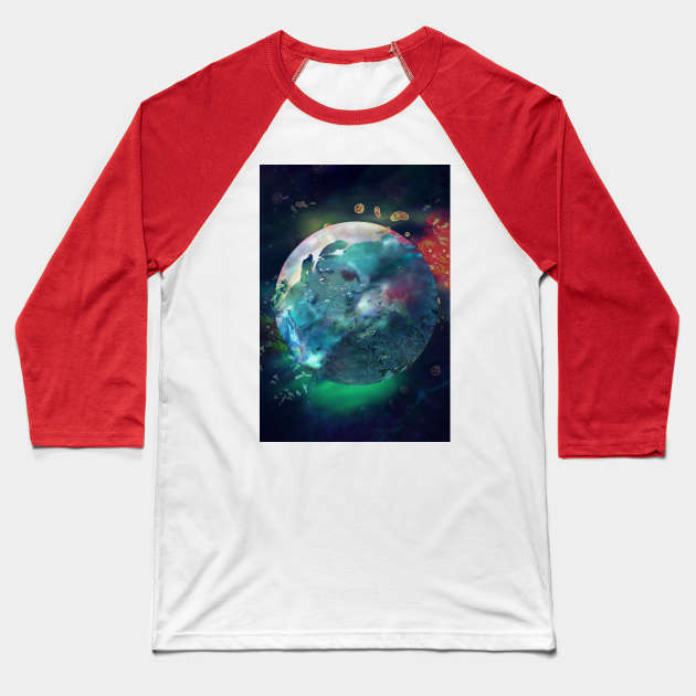 Neptune microscopic undersea blue planet in a primordial sea Baseball T-Shirt by sandpaperdaisy